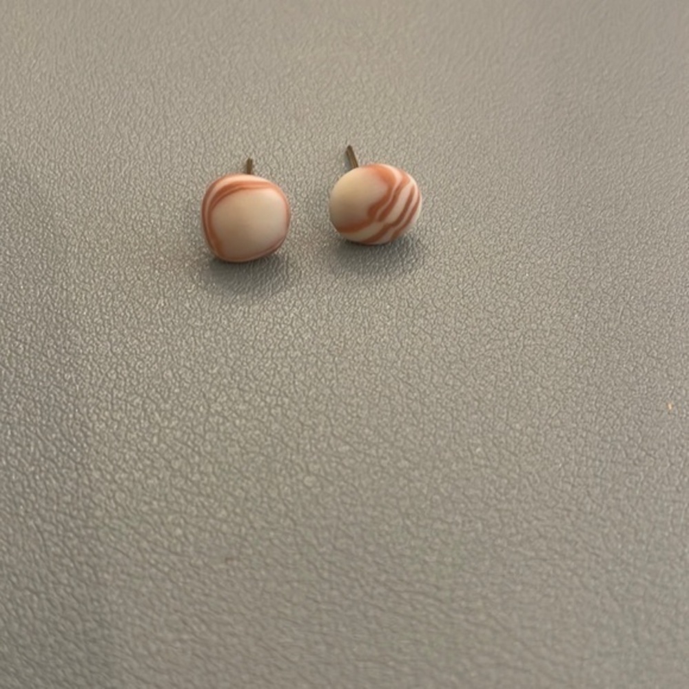 Orange and cream stud earrings